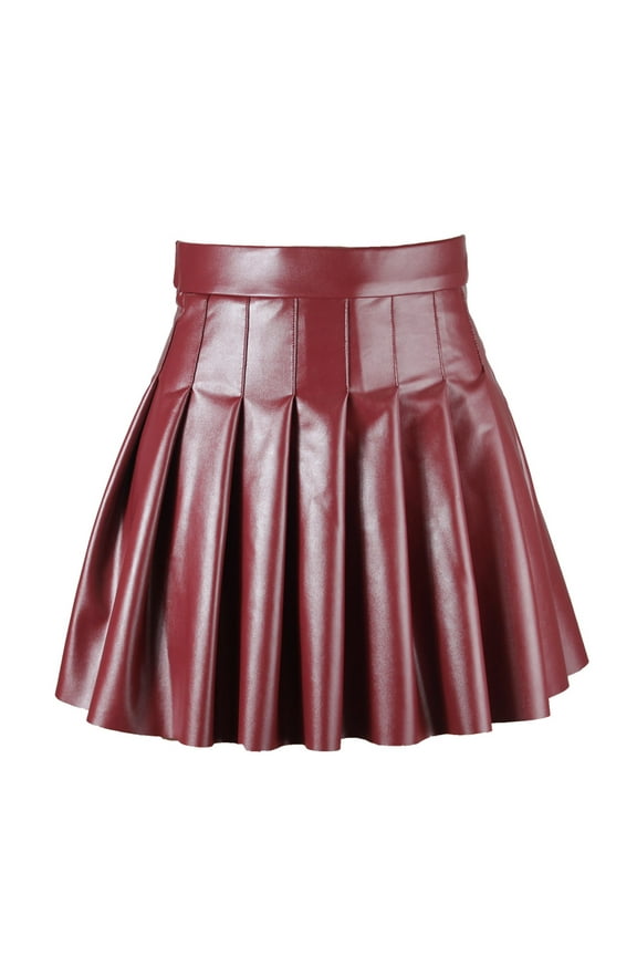 Women Skirts Black Tennis Pleated Skirt Waist High Leather Skirt Short Elegant Solid Color Women'S Skirt Mini Skirts For Woman