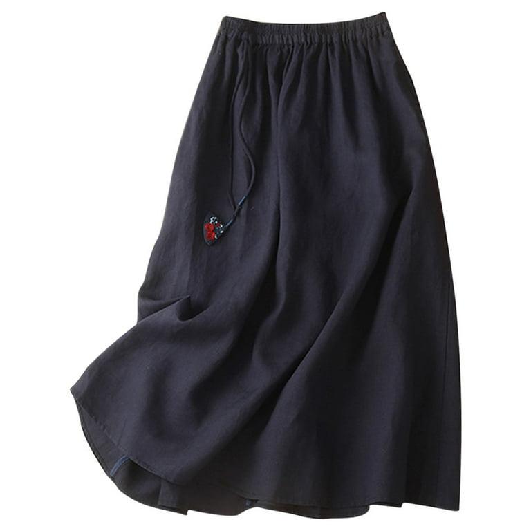 Women Skirts Black Tennis Women'S Loose Casual Cotton Skirt A-Line