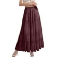 thumbnail image 1 of Women Skirts Chiffon Maxi Elastic Waisted Pleated A Line Breathable Soft Polyester Summer Beach Party Wear, 1 of 3