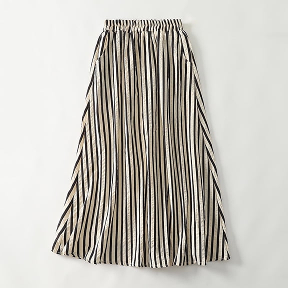 Women Skirts Elastic High Waist Maxi Skirts for Women Vintage Maxi Skirt Summer Long Dresses Elegant A-Line Beach Skirt White XXL