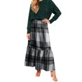 thumbnail image 1 of Women Skirts Plaid Ruffled Maxi Skirt Holiday High Waist Long Skirt Ladies Versatile Pleated Skirt, 1 of 6