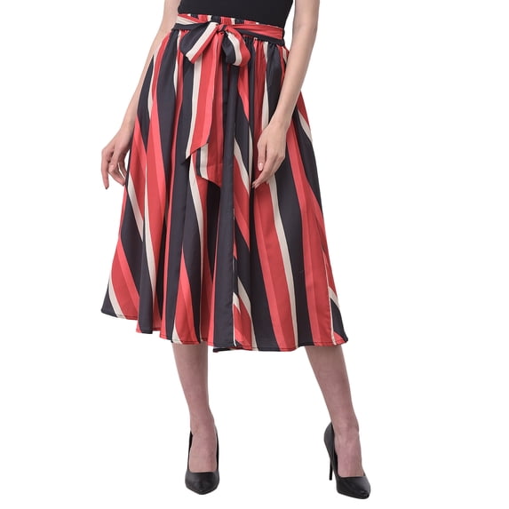 Women Skirts Stripes A- Line Midi Skirt for Ladies Knee Length Skirts Comfortable Casual Office Wear Online