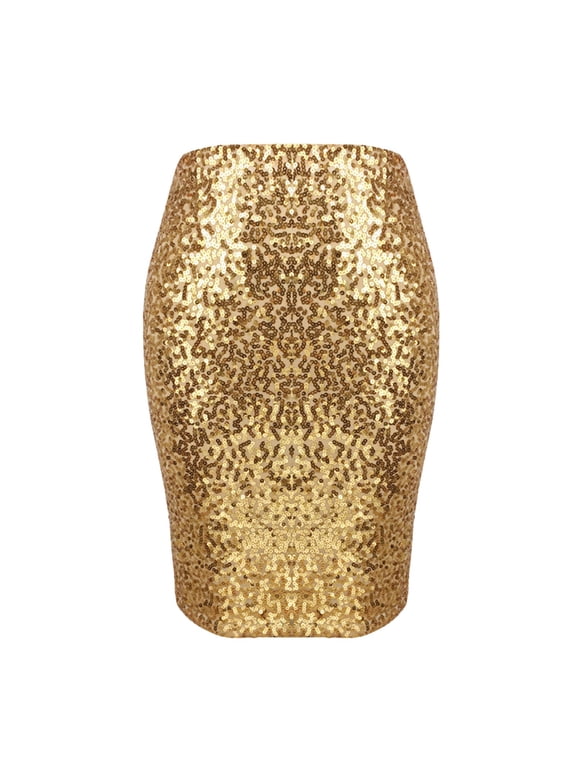 Women Skirts Summer Solid Color Sequins High Waist Slim Half Body Skirts