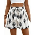 thumbnail image 1 of Women Skort 2025 Casual Summer Flowy Mini SkortKnot Side Elastic Waist Bodycon Print Skort White S, 1 of 7