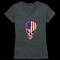 thumbnail image 1 of Women Skull Flag Graphic Short Sleeve V-Neck T-Shirt, Heather Charcoal - Extra Large, 1 of 1