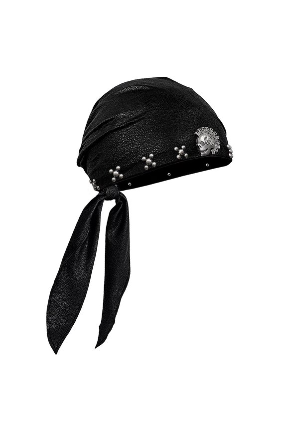 Women Skull Hat Rivet Hip-Hop Cap,Biker Head Wrap & Riding Cap for Badass Look Adjustable