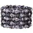 thumbnail image 1 of Women Skull Stretch Cuff Bracelet Fit Wrist Circumference 7 to 8 inch Biker Jewelry, 1 of 4
