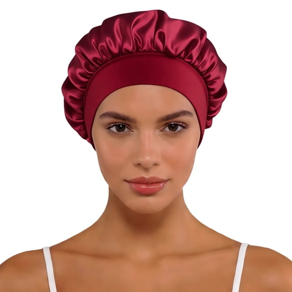 Women Sleep Hat Classic Solid Color Satin Wide Brim Hat For Fashionable Sleep Cap Travel Sun RD1 One Size