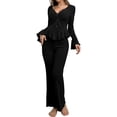 thumbnail image 1 of Women Sleepwear Autumn Winter Pajamas Sets Two Pieces Sexy V Neck Long Sleeve Tops and Trousers Set Loungewear Home Clothes, 1 of 4