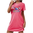 thumbnail image 1 of Women Sleepwear New 2025 Summer Nightdress for Women Plus Size Short Sleeve Crewneck Casual Sleepwear 4th of July Loose Nightgown Pinks XXL, 1 of 5