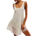 thumbnail image 1 of Women Sleepwear New Women Mini Nightdress Lace Flowy Short Tank Sleepwear Backless Ruffle Spaghetti Strap Sleeveless Slip Nightgown White L, 1 of 6