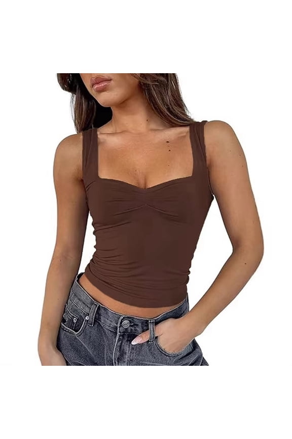 Women Sleeveless Backless Going Out Crop Top Y2K Strappy Ruched Tank Top Summer Tight Slim Fit Cute Tops