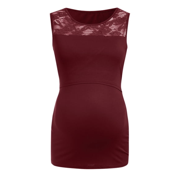 Women Sleeveless Casual Solid Color Lace Maternity Tshirts Pregnancy Nurse Summer Tops Stylish Pregnancy Clothes