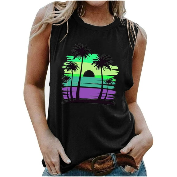Women Sleeveless Crop Tops Plus Size, Tshirts Shirts Graphic Funny Sayings Sleeveless Tops For Women Blue White Summer Tops for Women Cotton Button Down Shirts Green