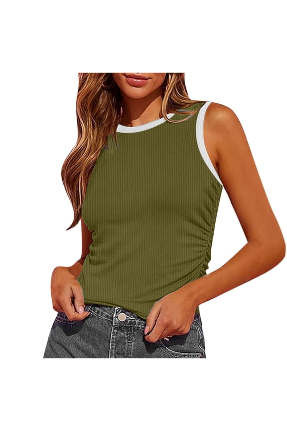 Women Sleeveless Crop Tops Plus Size, Womens Plus Size T Shirts Loose Hide Belly Tunic 2025 Summer Womens Tunic Tops Dressy Casual Boho Generic Brand Tops for Women my orders