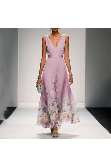 lux chiffon bridesmaid dresses Wedtrend Women A Line High Neck Pleated Long Dress with Ruffles Formal Dress, Dusty Blue Size:16w End Of Season Sale 2025 Beach Dress Casual Summer Fitted A