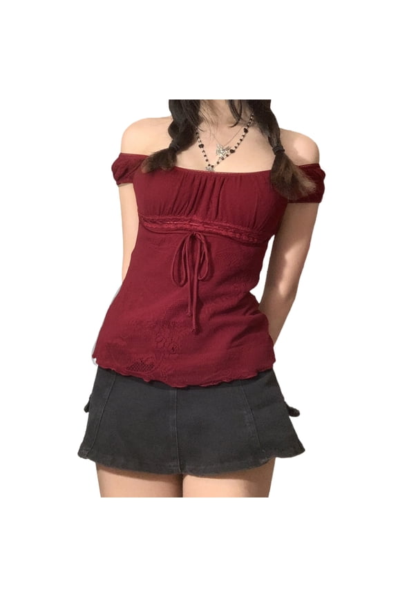 Women Sleeveless Dress with Drawstring Gather, Lace Hem Decoration Solid Color Split Summer Clothing