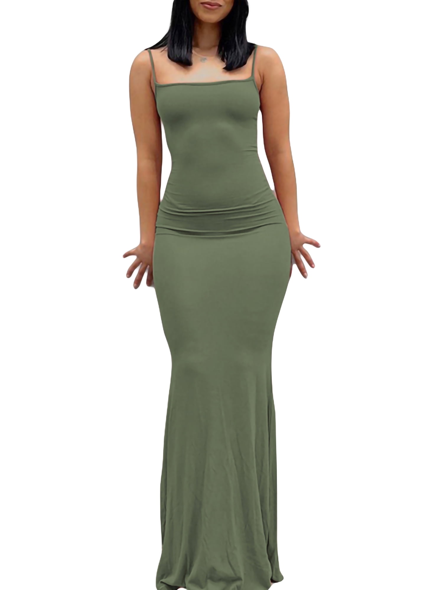 Women Sleeveless Fish Tail Dress Spaghetti Strap Bodycon Long Maxi Dress  Summer Beach Club Party Long Dresses - Walmart.com