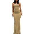 thumbnail image 1 of Women Sleeveless Fish Tail Maxi Dress Solid Color Spaghetti Strap Bodycon Long Skirt Party Clubwear, 1 of 4