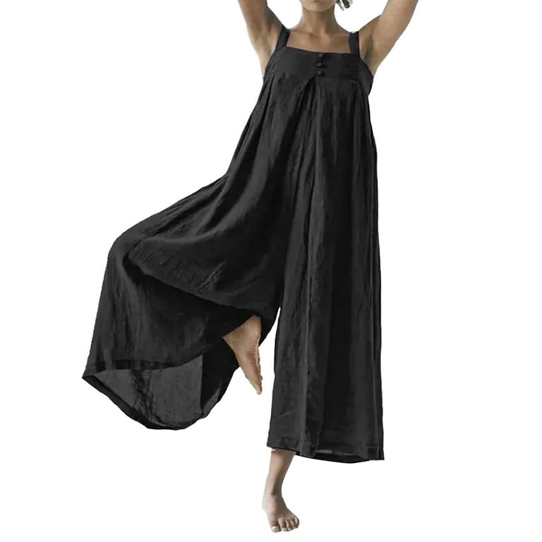 Fashion Black Solid Sleeveless Jumpsuit Fashion Black Solid Sleeveless Jumpsuit