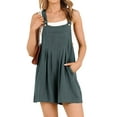 thumbnail image 1 of Women Sleeveless Linen Short Overalls with Pockets Loose Fit Summer Casual Jumpsuits Wide Leg Bib Rompers for Casual, 1 of 9