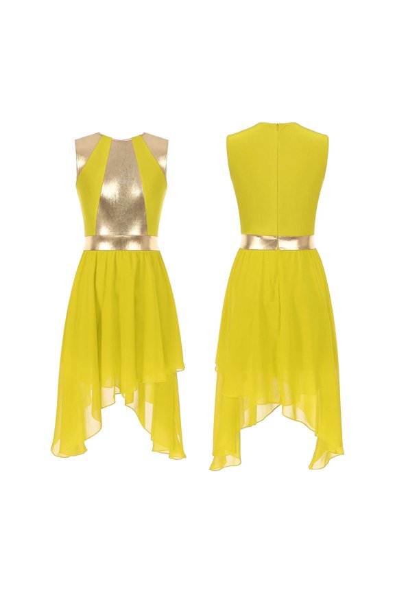 Women Sleeveless Lyrical Dance Dress Color Block Stage Performance Praise Liturgic Ballet