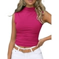 thumbnail image 1 of Women Sleeveless Mock Turtleneck Tank Tops Slim Crop Top Shirts, 1 of 5