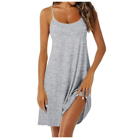 Women Sleeveless Nightgown Rayon Spandex Scoop Neck for Sleep and Lounge