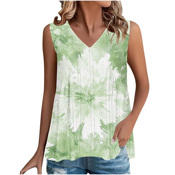 Women Sleeveless Pleated Tanks Spaghetti Strap Vest Vintage Floral Camisole Loose Eyelet Tank Top