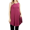 thumbnail image 1 of Women Sleeveless Round Neck Round Hem Longline Flared Bottom Flowy Tunic Top with Side Pockets, 1 of 2