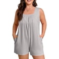 thumbnail image 1 of Women Sleeveless Scoop Neck Loose Fit Romper with Pockets Casual Summer Outfit, 1 of 5