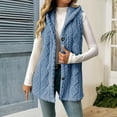 thumbnail image 1 of Women Sleeveless Sherpa Jacket Long Button Down Fleece Lined Hooded Jackets Soft Comfy Fuzzy Sweater Vests Outerwear Blue M, 1 of 6
