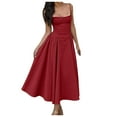 Women Sleeveless Sling Long Dress Summer Solid Color Backless A Line
