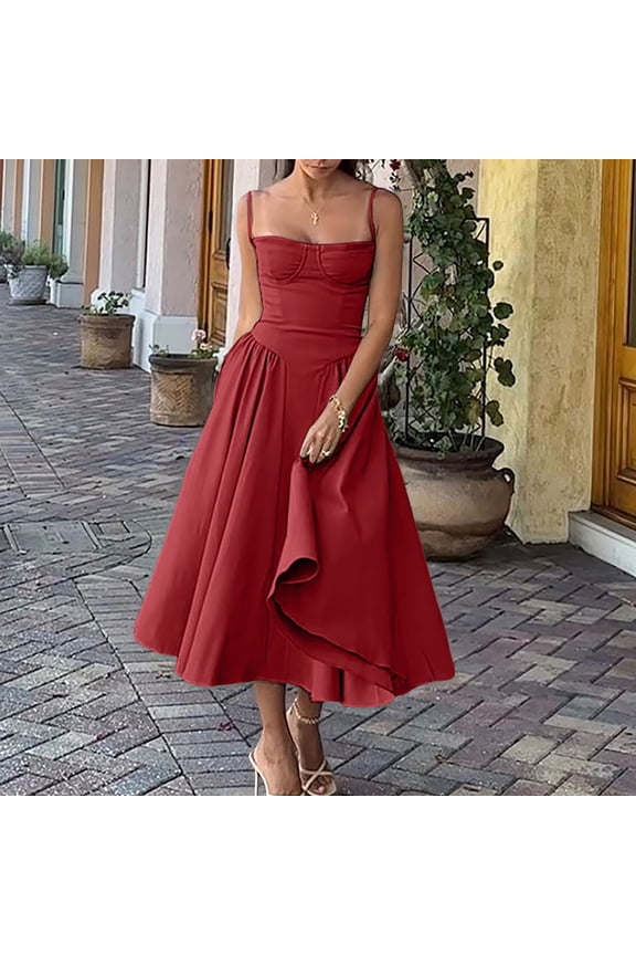 Women Sleeveless Sling Long Dress Summer Solid Color Backless A Line Bandage Dress Dresses for Women Business Casual Teacher Dresses Day Dresses for Women Summer Long Formal Dresses with Pockets