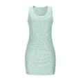 thumbnail image 1 of Women Sleeveless Sparkly Green Dress Carnival Outfit Sequin Holiday Dress, 1 of 2