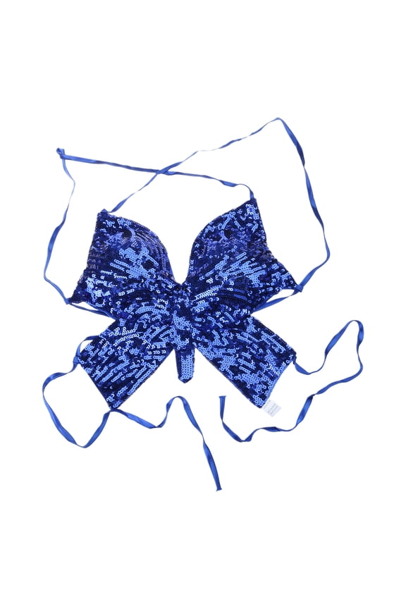 Women Sleeveless Strappy Camisole Crop Top Sparkly Butterfly Sequins Crisscross Tie Backless Belly Dance Bras