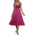 thumbnail image 1 of Women Sleeveless Summer Dresses Wedding Guest Maxi Dresses Ribbed Knit Tops and Polyester Skirt with Pockets Rose Red XL, 1 of 9