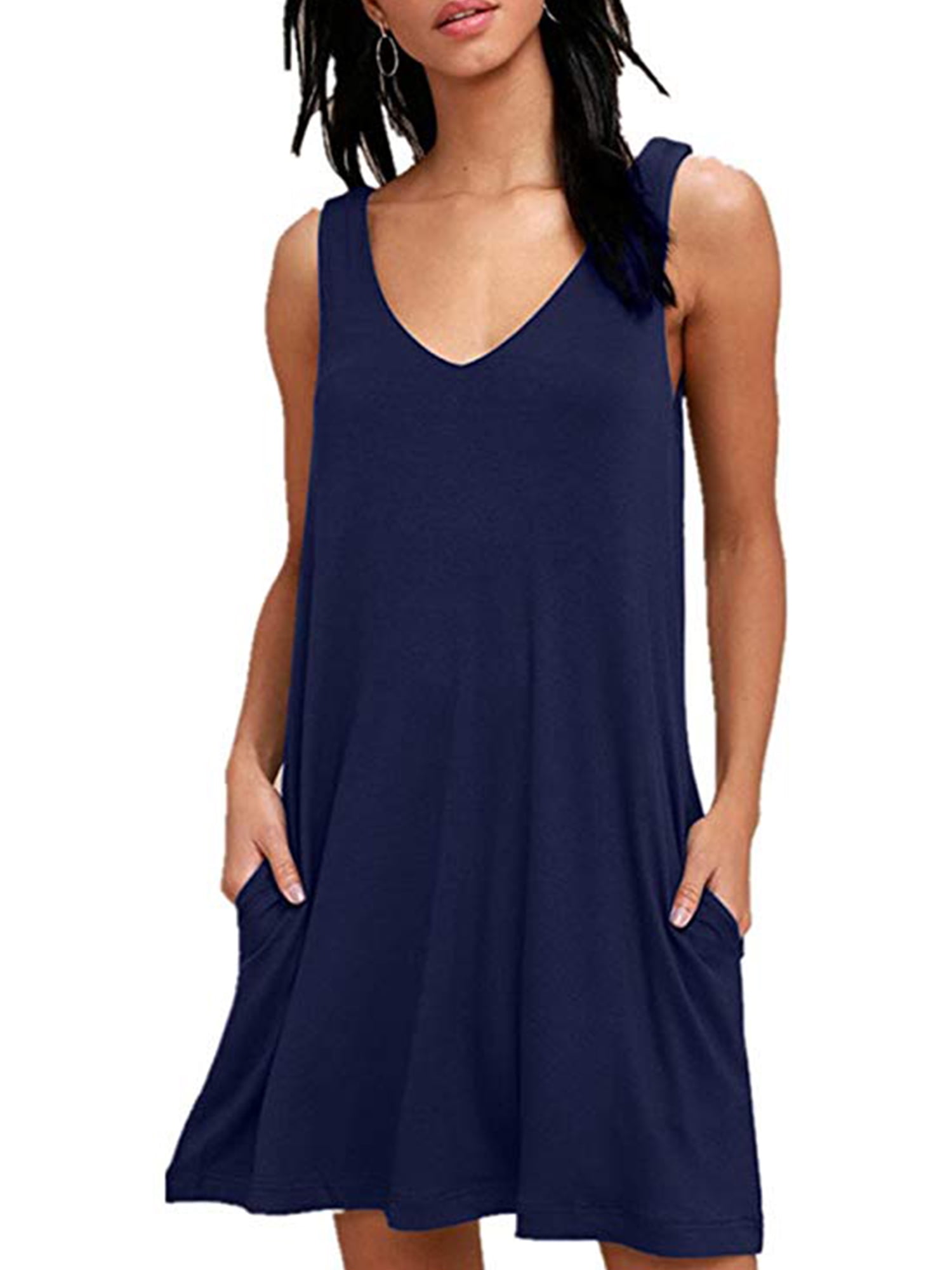 Los Angeles Rams Women Summer Casual Tank Dress Sleeveless Crew Neck  Sundress