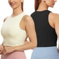 thumbnail image 1 of Women Sleeveless Tank Top, Moclever High Neck Crop Racer Back Workout Top Machine Washable, 1 of 11
