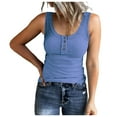 thumbnail image 1 of Women Sleeveless Top Casual Round Knit Shirt Vest Neck Solid Splice Tanks Button Vest 2 Piece Swimsuit for Women, 1 of 5