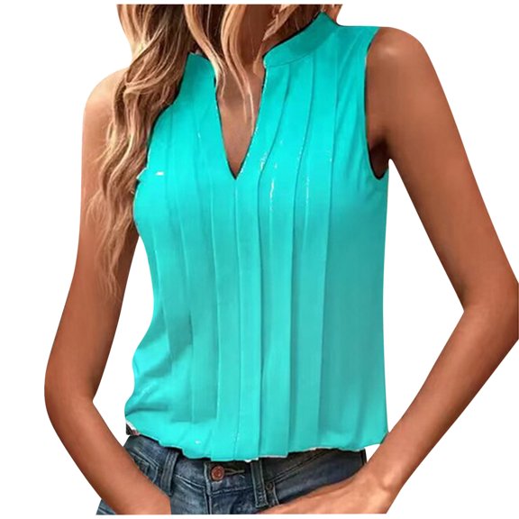 Women Sleeveless Tops for Work, Button Down Blouses for Women Casual Summer Clothes for Women Over 50 Womens Summer Tops Dressy Casual 3/4 Sleeve Warehouse Today Shipping