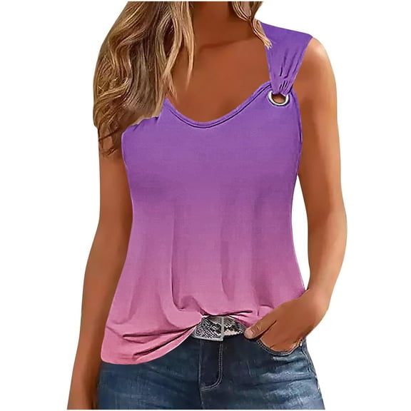 Women Sleeveless Tops for Work, Womens T Shirts Loose Workout Hawaiian Shirts Blue Womens Tops Dressy Casual Short Sleeve Plus Warehouse Today Shipping