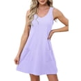 thumbnail image 1 of Women Sleeveless V Neck Eyelet Beach Sun Dress Casual Summer Short Swing Dresses with Pockets Pink XL, 1 of 5