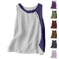 thumbnail image 1 of Women Sleeveless Vest Button Down Asymmetrical Round Neck Loose Fit Casual Summer Tops by Yigetop Coffee L, 1 of 6