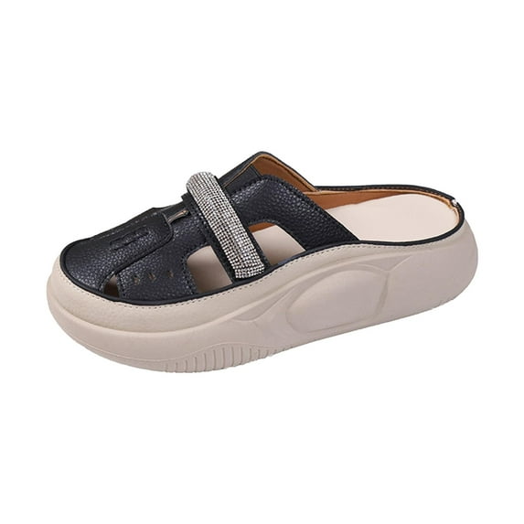 Women Slide Sandals Fashion Floor Slides Shoes Thick Soled Platform Slippers Black Color 37