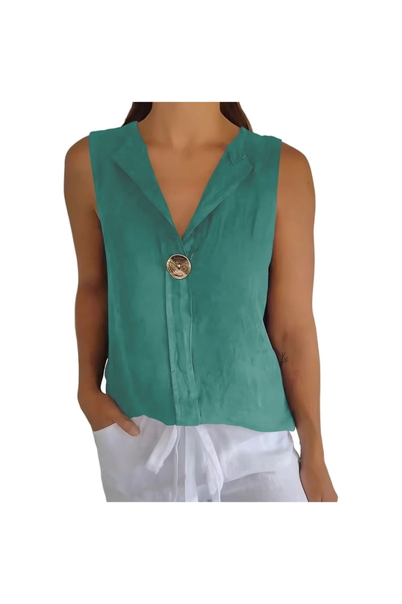 Women Slim Fitted V Neck Tanks Top Casual Dressy Sleeveless Summer Shirts Lapel Basic Business Work Comfy Tunic Top Slim Fit V Neck Tank
