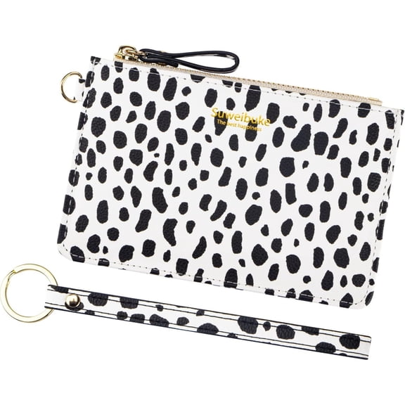 Women Slim RFID Card Case Holder Wristlet Zip ID Case Wallet Small Leather Wallet  Purse with