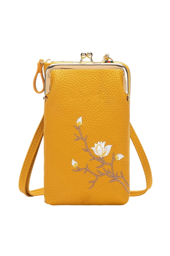 Women Sling Crossbody Wallet with Phone Holder Leather Small Purse Multiple Compartments Card Slots Adjustable Strap 18x11cm