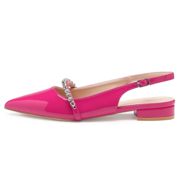 Women Slingback Flats with Rhinestone Pointed Toe Flats for Women Dressy Shoes
