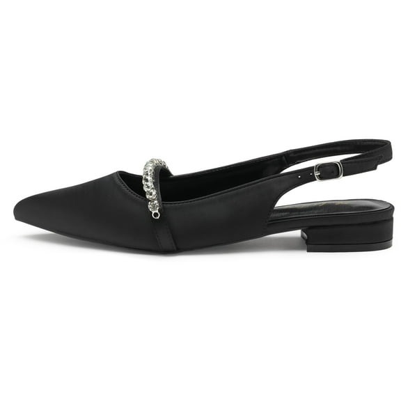 Women Slingback Flats with Rhinestone Pointed Toe Flats for Women Dressy Shoes